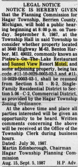 Angelos Sunset View Motel - Aug 15 1987 Rezoning